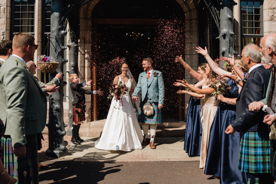 Confetti at the lodge entrance